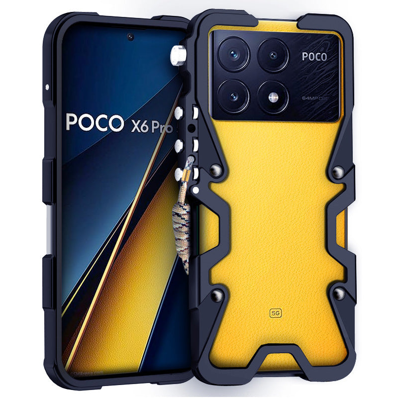 For Xiaomi Poco X6 Pro 5G / Redmi K70E 5G Case Aluminium Alloy Mechanical Arm Back Phone Shell with Strap For Xiaomi Poco X6 Pro 5G / Redmi K70E 5G Case Aluminium Alloy Mechanical Arm Back Phone Shell with Strap